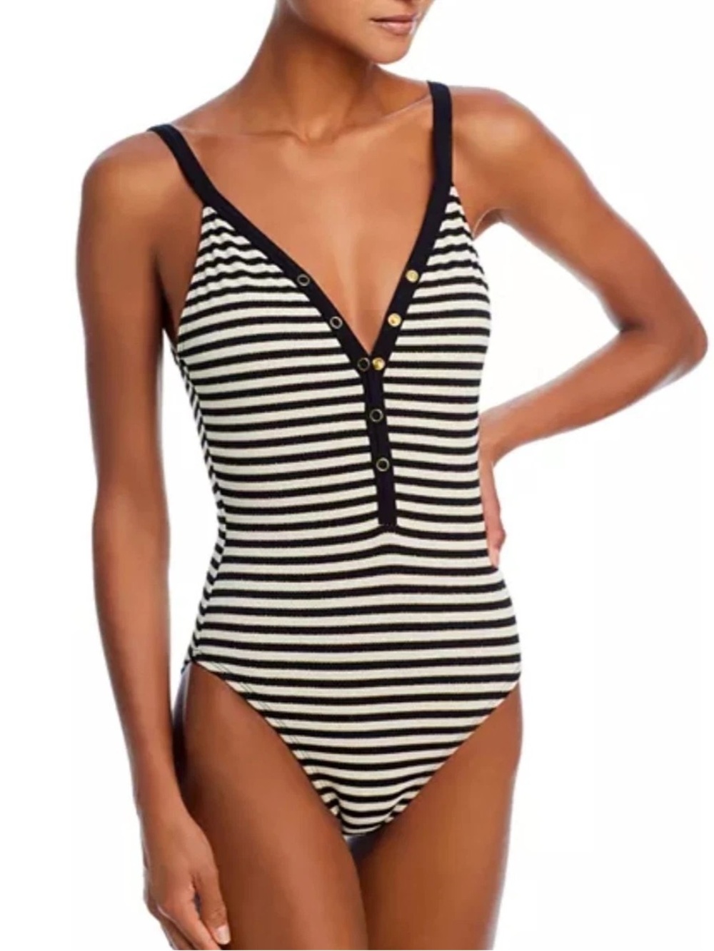 NWT Robin Piccone Jules V Neck One Piece Swimsuit Sz 12